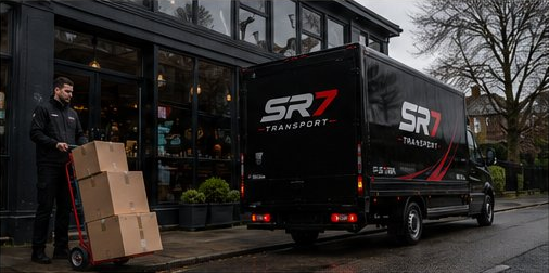 SR7 Transport driver collecting boxes for a business delivery