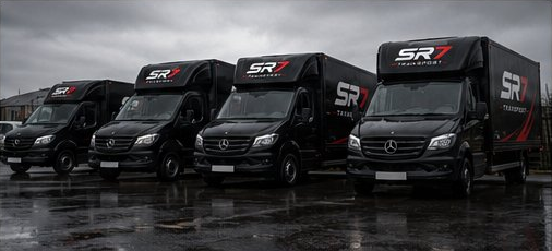 SR7 Transport fleet of branded Mercedes Luton vans